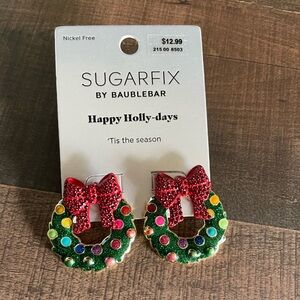 Sugarfix by BaubleBar Holiday Wreath Earrings Happy Holly Days NEW